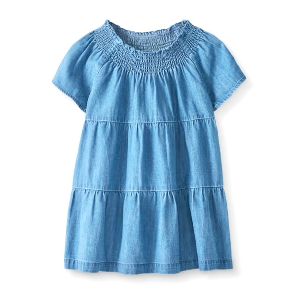 Hanna Andersson Light Blue Smocked Dress chambray top girls 10